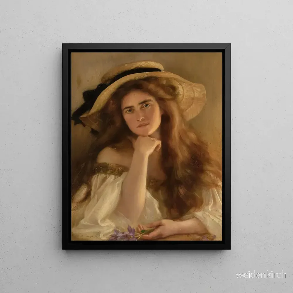 Målning Ung kvinna med stor hatt - Albert Lynch | Konsttryck