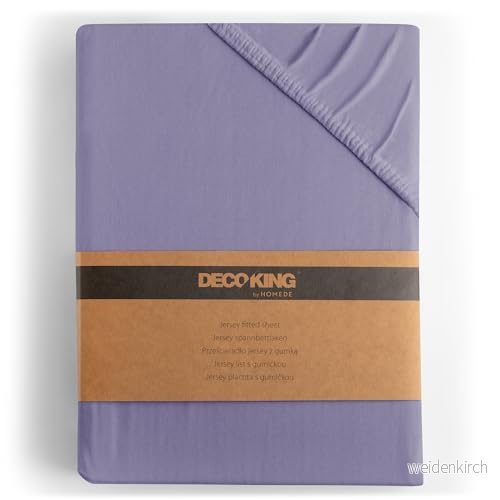 DecoKing Dra på lakan Spännlakan 100% bomull Jersey boxhoppbädd Lavendel 140x200 160x200 Amber 5902633994013