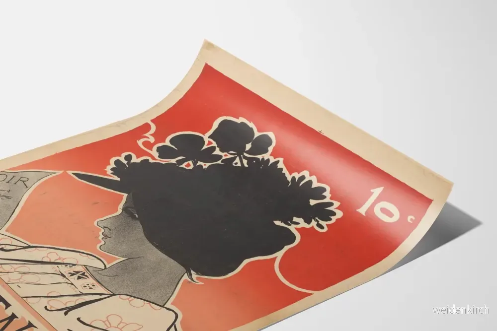Vintageposter Le Chat Noir silhuett med kvinnlig figur och blomsterhatt - Bild 3
