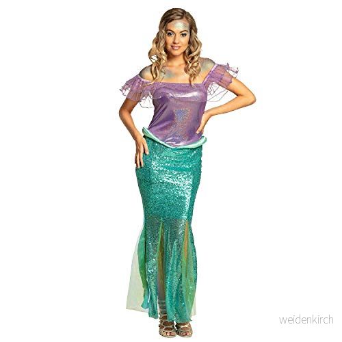 Boland Kostym sjöjungfru prinsessa, lång klänning, för kvinnor, sjöjungfru, Nixe, undervattensvärld, utklädnad, temafest, karneval 8712026837646