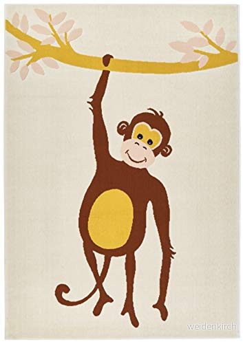 Zala Living Barnmatta lekmatta Monkey Miles (120 x 170 cm, supermjuk, lämplig för golvvärme, Oeko Tex standard 100 certifierad), gräddvit 4260669874503