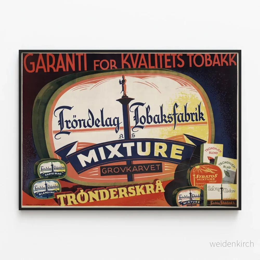 Vintage reklamposter för Trøndelag Tobaksfabrik Mixture