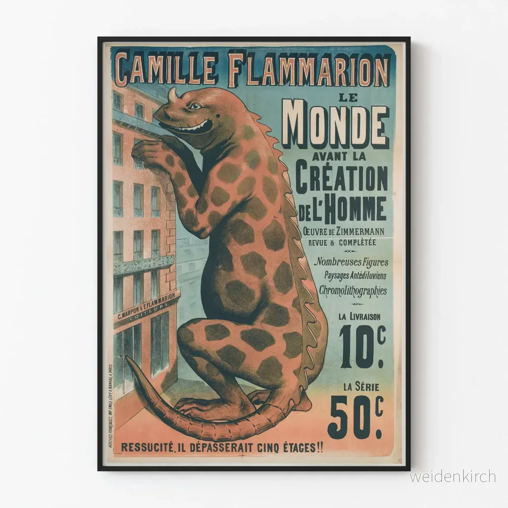 Vintageposter Le Monde före Människans skapelse av Camille Flammarion