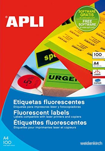 APLI 12986 permanenta fluorescerande orange etiketter 99.1 x 67,7 mm 100 ark 8410782129868