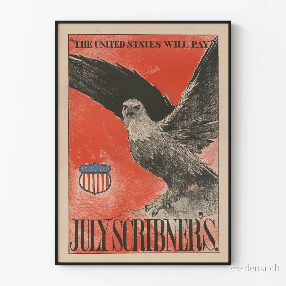Vintage amerikansk poster The United States Will Pay – Patriotisk väggdekoration Vintage amerikansk poster The United States Will Pay – Patriotisk väggdekoration