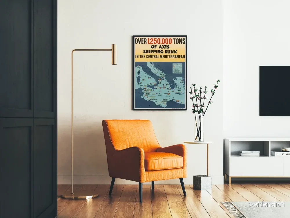 Vintageaffisch Centralmedelhavet: mer än 1 250 000 tonn fartyg från Axeln sänkta - Bild 2