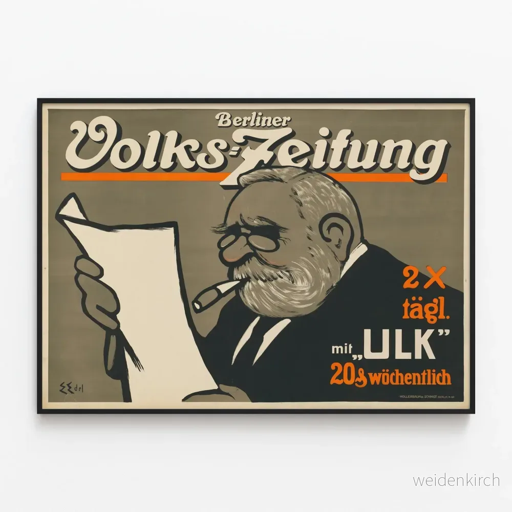 Vintageposter Berliner Volks-Zeitung - Retro väggdekoration