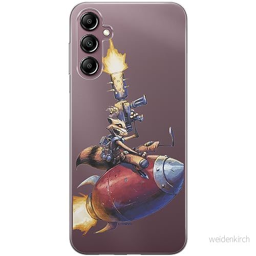 ERT GROUP mobiltelefonfodral för Samsung A14 4G/5G originalt och officiellt licensierat Marvel mönster Rocket 007 optimalt anpassad till formen på mobiltelefonen, gedeeltelijk transparant 5905511817817