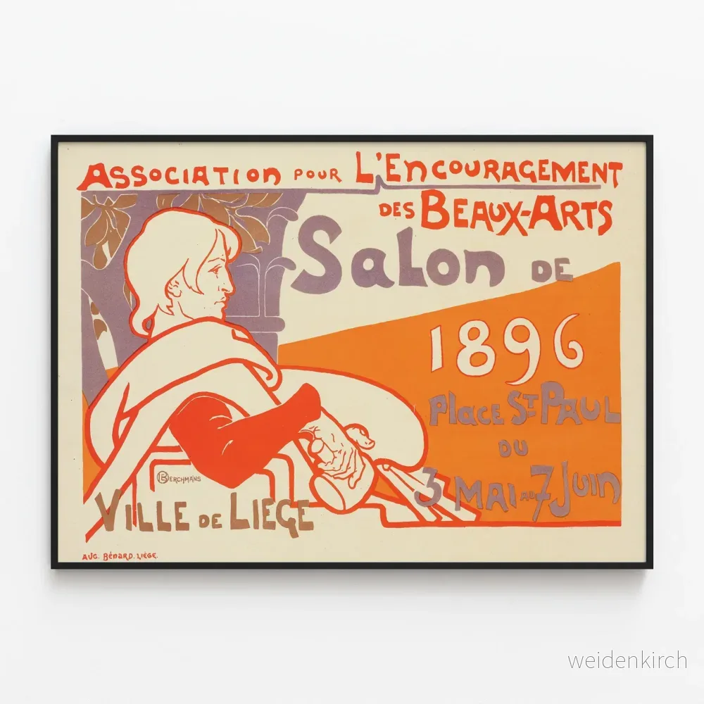 Vintageaffisch för salong 1896 i Liège för väggdekoration