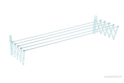 EXTENDABLE CLOTHES AIRER WITH WHITE PLASTIC COATED STEEL STRAP AND 5 RODS OF 150CM. 8423171898085