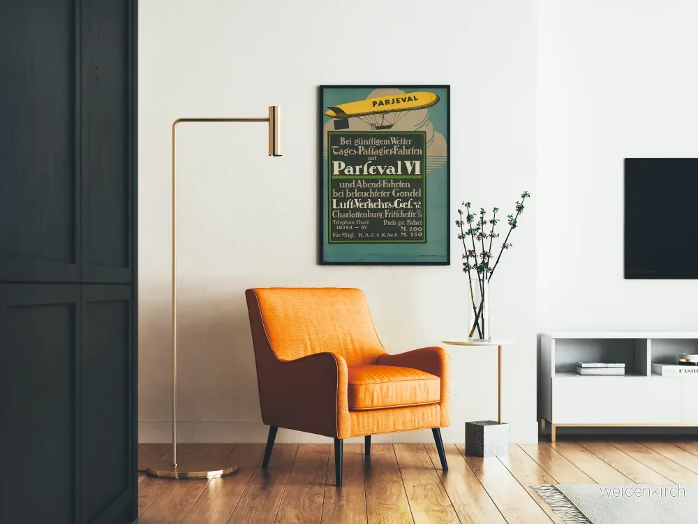 Vintageposter för väggdekoration med dirigible Parseval VI - Bild 2