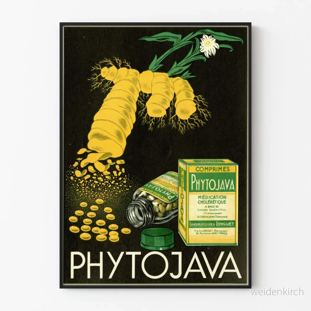 Vintage reklamposter för Phytojava naturläkemedel Vintage reklamposter för Phytojava naturläkemedel