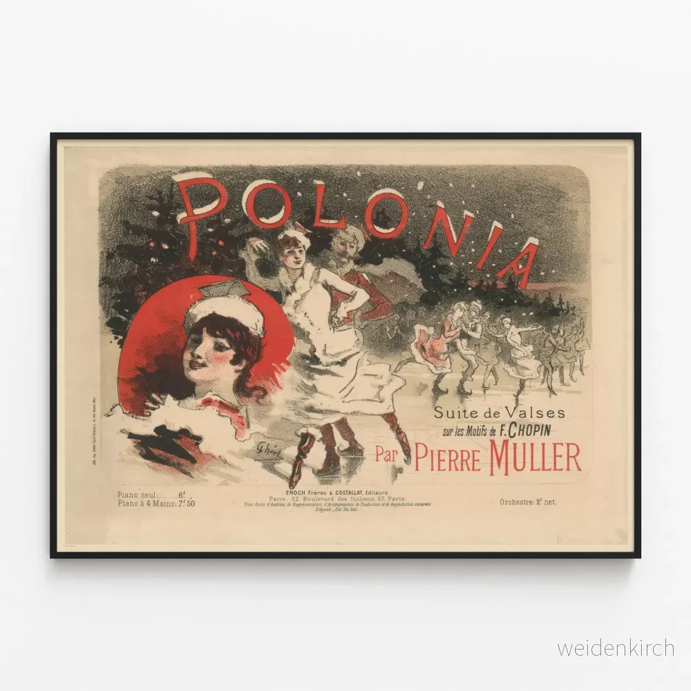 Vintageposter Polonia Suite de Valses på motiv av F. Chopin av Pierre Muller