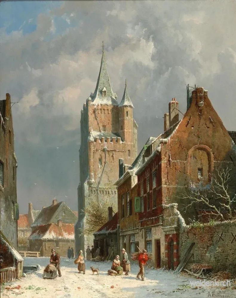 Målning i Voldersgracht i Delft - Adrianus Eversen | Konsttryck - Bild 2
