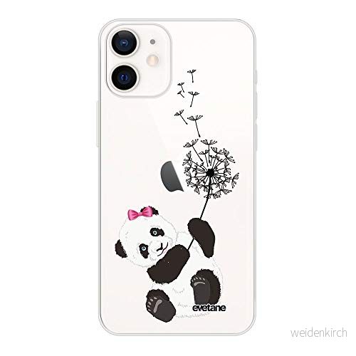 Evetane fodral kompatibel med iPhone 12 mini mjukt silikon starkt fint skydd transparent skal panda maskros mönster trendigt 3666087660864