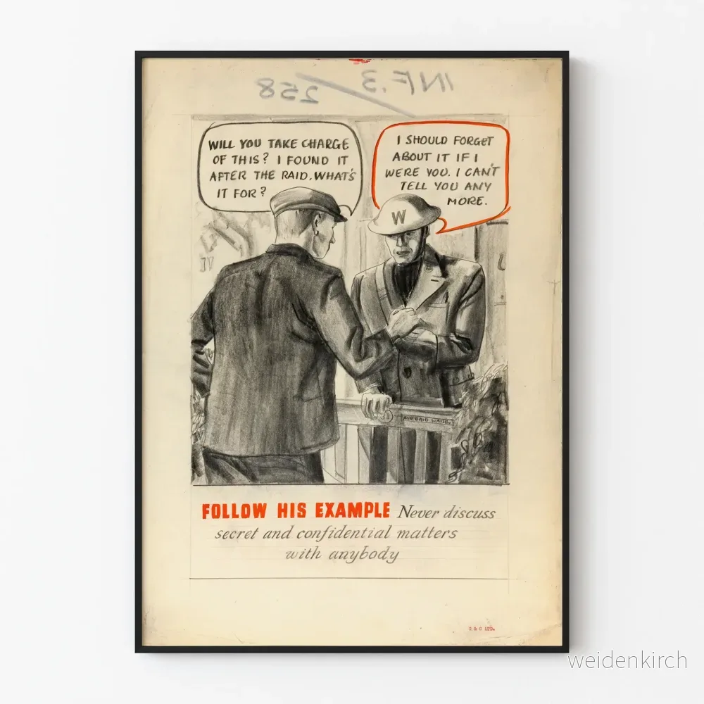 Vintageaffisch för medvetenhet om sekretess - Följ hans exempel