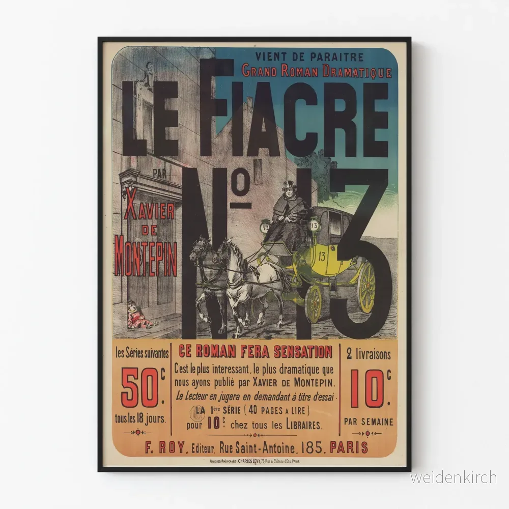 Vintageposter Le Fiacre N°13 av Xavier de Montepin
