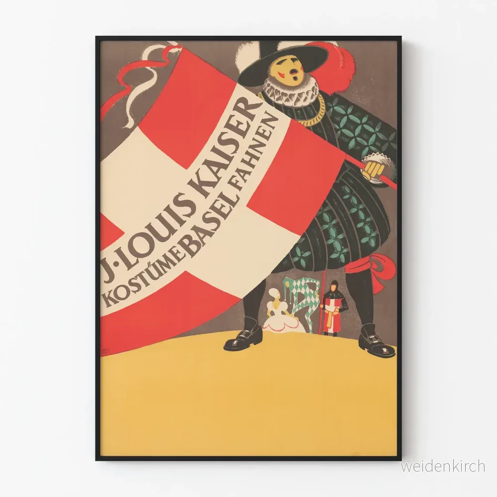 Vintageposter Kostym och Flaggor J. Louis Kaiser