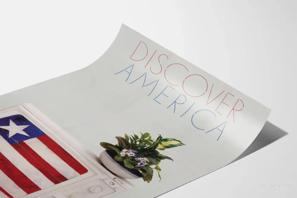 Vintageposter Discover America Worldnet television flagga - Bild 3