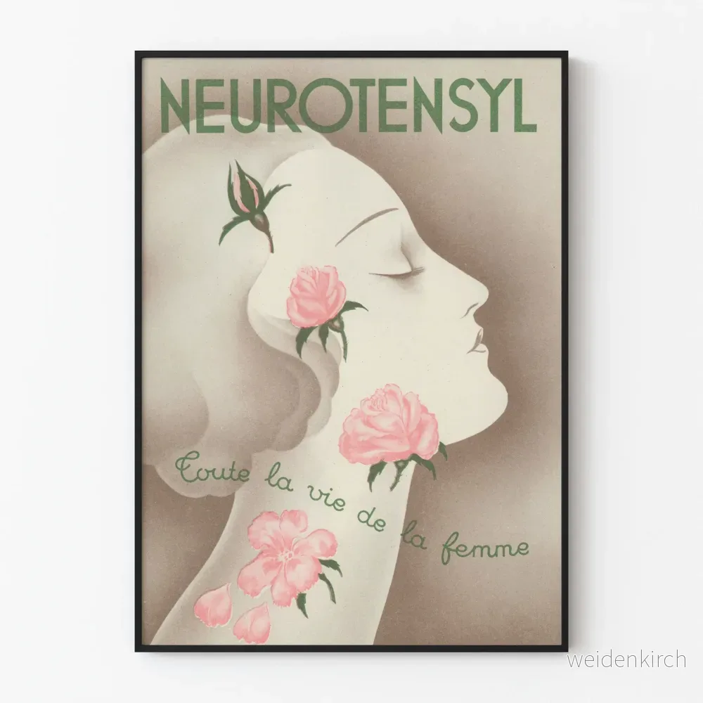 Vintageposter Neurotensyl för kvinnor och rosor