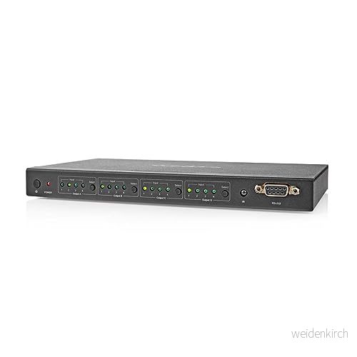 Nedis HDMI™ Matrix omkopplare 4 x portar DC ström/1 RS232/4 ingång utgång 4K@60Hz 18 Gbps Fjärrstyrd Metall Svart 5412810403790