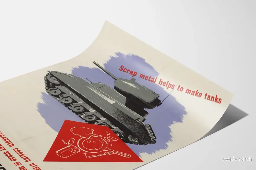 Vintage återvinningsplakat i metall för tillverkning av stridsvagnar - Bild 3