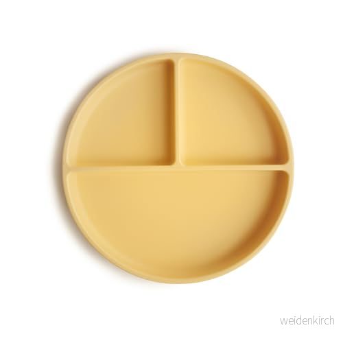 Mushie Silikontallrik med Sugkopp Halkfri Baby Indelad Tallrik för Bebisar och Småbarn Material: Livsmedelsgodkänd Silikon Diskmaskin Mikrovågssäker Daffodil 810052464282