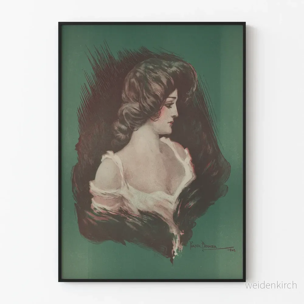Vintage porträttposter av kvinna från 1902 av Frank Parker