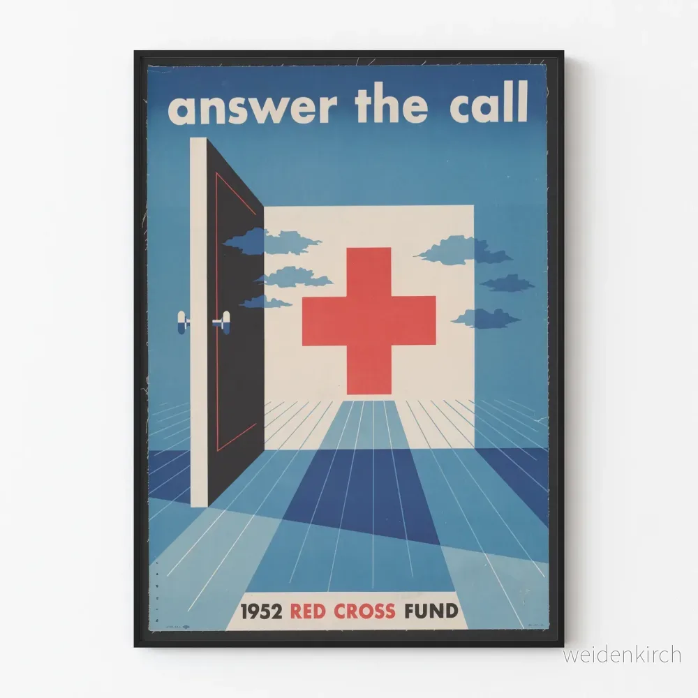 Vintageposter Röda Korset 1952 Answer the Call för väggdekoration