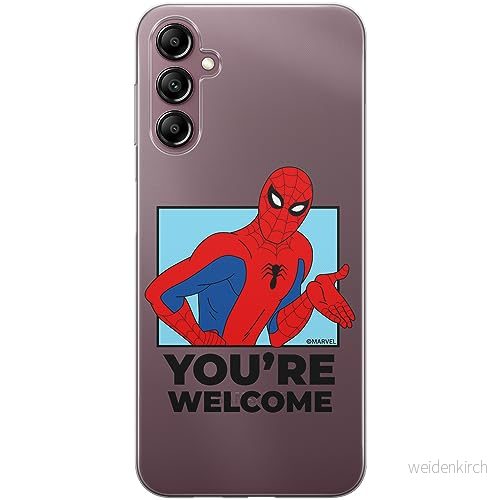 ERT GROUP mobiltelefonfodral för Samsung A14 4G/5G originalt och officiellt licensierat Marvel mönster Spider Man 030 optimalt anpassad till formen på mobiltelefonen, gedeeltelijk transparant 5905795007386