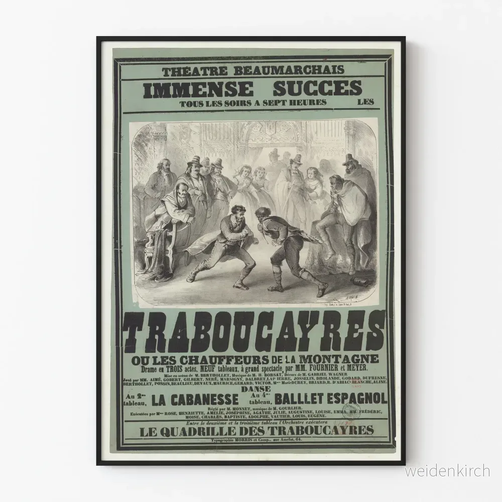 Gammal poster för teatern Beaumarchais Les Traboucayres – Vintage väggdekoration