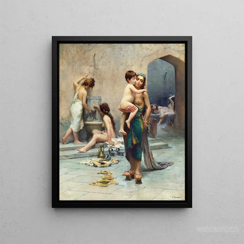 Målning Hamam, badet - Fausto Zonaro