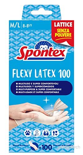 Flexy Latex x 100 Mapa Spontex latexhandskar, engångsbruk, st, storlek M/L 3384129310088