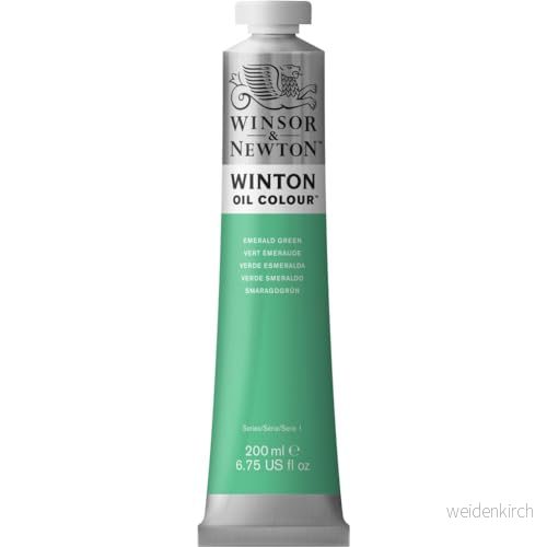 Winsor & Newton 1437241 Winton, fin högkvalitativ oljefärg 200 ml tub, med jämn konsistens, ljusbeständig, hög täckförmåga, rik på färgpigment smaragdgrönt 94376910254