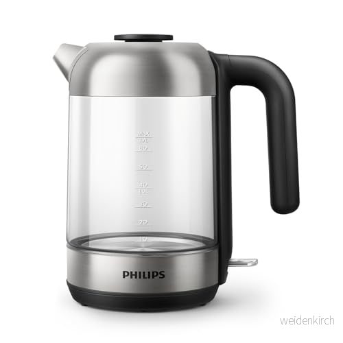 Philips Vattenkokare 1.7L Kapacitet med Fjädrat Lock och ljusindikator Glas, Vridbar Basplatta (HD9339/80) 8710103940302