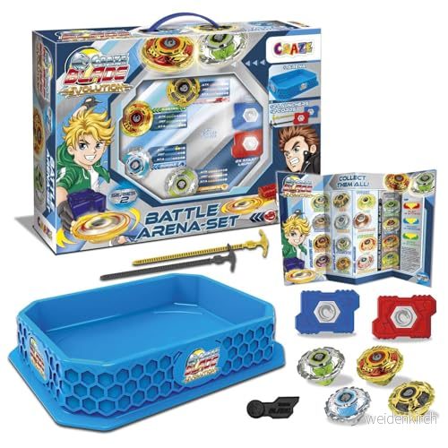 CRAZE Blade XXL Battle Set med 4 snurror i metall, kampsport inklusive tillbehör, kampfarena snurra Arena för barn, Burst snurra, barnleksak pojkar 32800 4059779032800