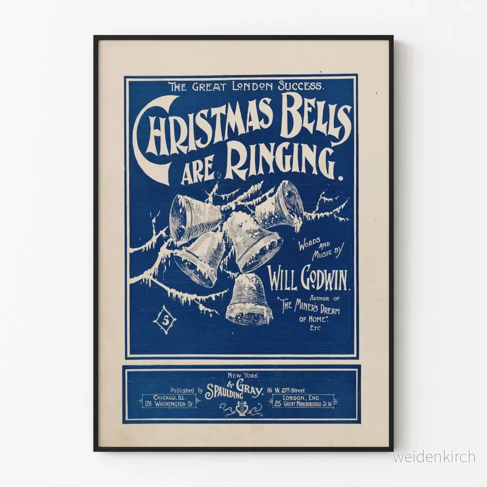 Vintage julklockor som ringer blå poster