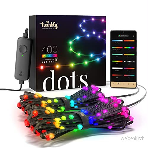 Twinkly Dots 400 App controlled RGB LEDs. 20 Meters. Black Wire. 8056326677862
