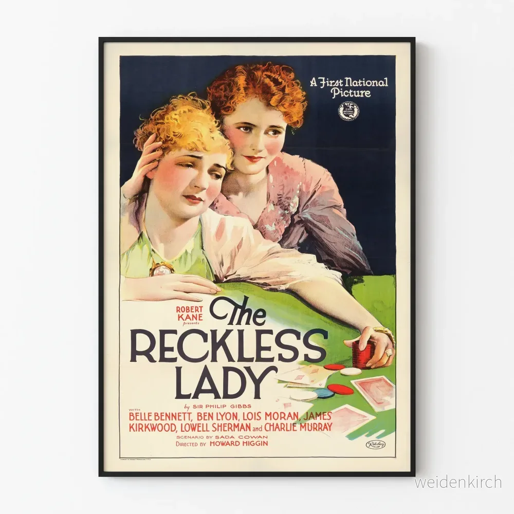 Vintageposter The Reckless Lady – Retro filmväggdekoration Vintageposter The Reckless Lady – Retro filmväggdekoration