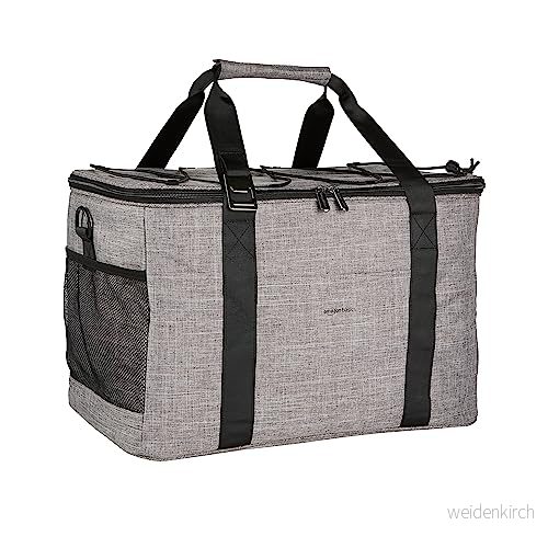 Amazon Basics kylbox, hopfällbar, vattentät, lätt, isolerad, kapacitet på 40 l (50 burkar), grå 840324404746
