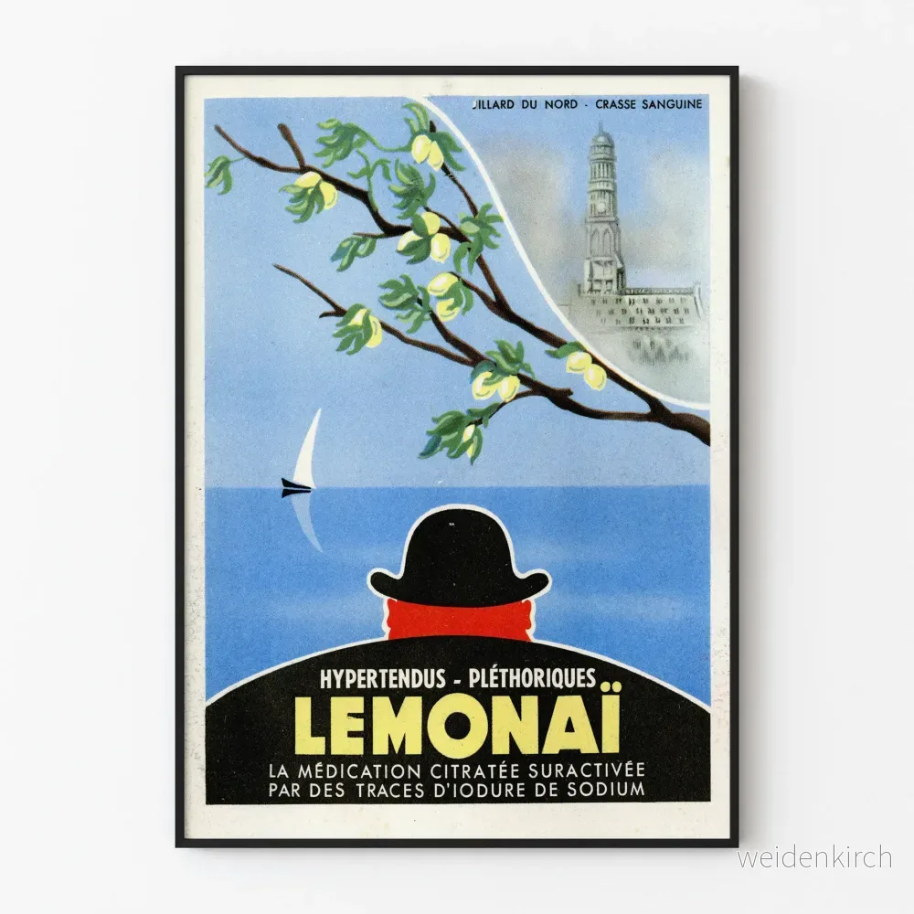 Vintage medicinsk affisch Lemonai för hypertoni