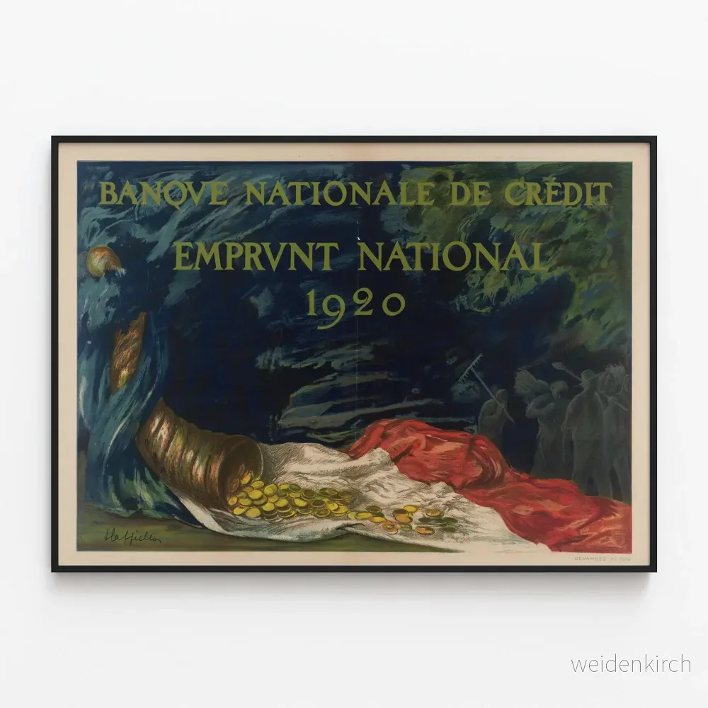 Vintageaffisch för Nationalbankens kreditlån 1920