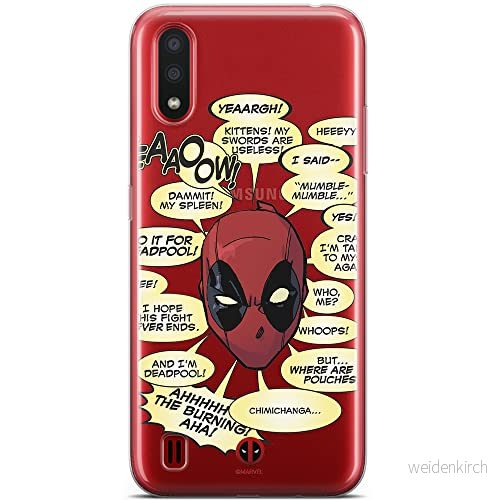 ERT GROUP mobiltelefonfodral för Samsung A01 originalt och officiellt licensierat Marvel mönster Deadpool 008 optimalt anpassad till formen på mobiltelefonen, gedeeltelijk transparant 5904805430787