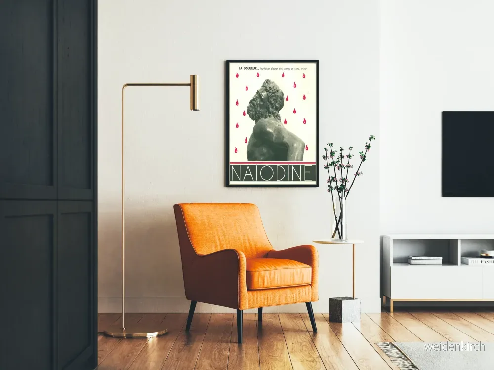 Vintageposter Naïodine - Skulptur och röda droppar - Bild 2