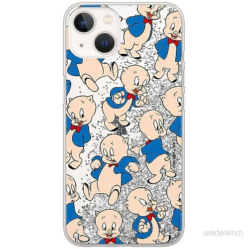 ERT GROUP mobiltelefonfodral för Apple Iphone 13 MINI originalt och officiellt licensierat Looney Tunes mönster Porky Pig 001, med glitter overflow effekt 5905511615239