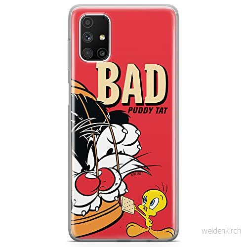 ERT GROUP mobiltelefonfodral för Samsung M51 originalt och officiellt licensierat Looney Tunes mönster Sylvester & Tweety 003 anpassad till formen på mobiltelefonen, fodral tillverkad av TPU plast 5904805484353