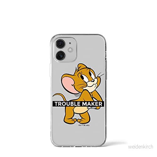 ERT GROUP mobiltelefonfodral för Apple Iphone 12 Mini originalt och officiellt licensierat Tom and Jerry mönster 012 Vit optimalt anpassad till formen på mobiltelefonen, gedeeltelijk transparant 5904805271120