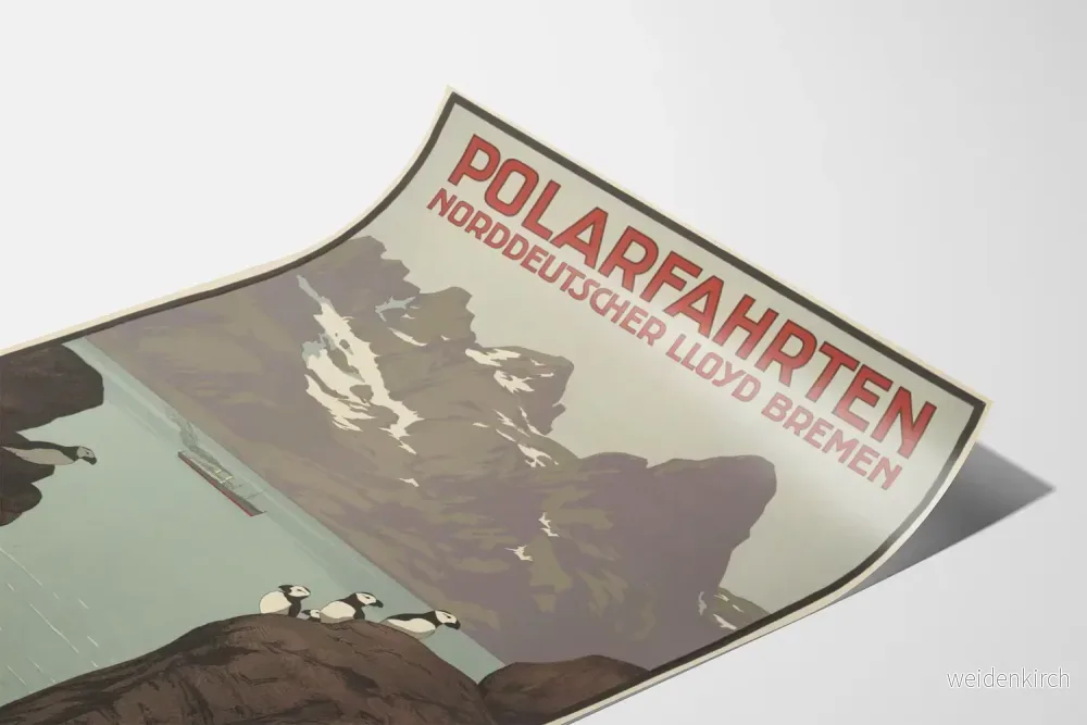 Vintageposter Polarfahrten Norddeutscher Lloyd Bremen - Nautisk väggdekoration - Bild 3