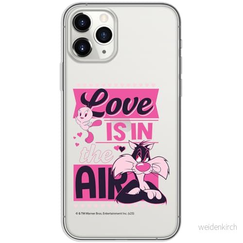 ERT GROUP mobiltelefonfodral för Iphone 11 PRO originalt och officiellt licensierat Looney Tunes mönster Sylvester & Tweety 007 anpassad till formen på mobiltelefonen, gedeeltelijk transparant 5905795123543