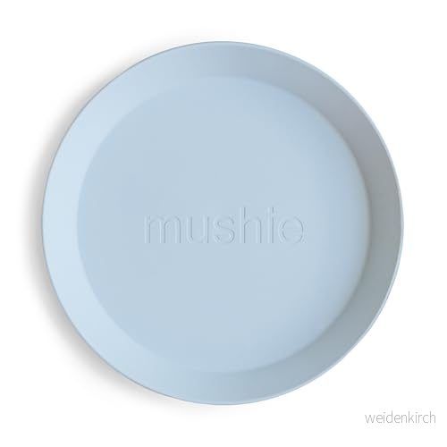 mushie barn runda middagstallrikar Set med 2 BPA fri diskmaskin och mikrovågsugn Elegant lätt att hålla Tillverkad i Danmark Powder Blue 810052465708
